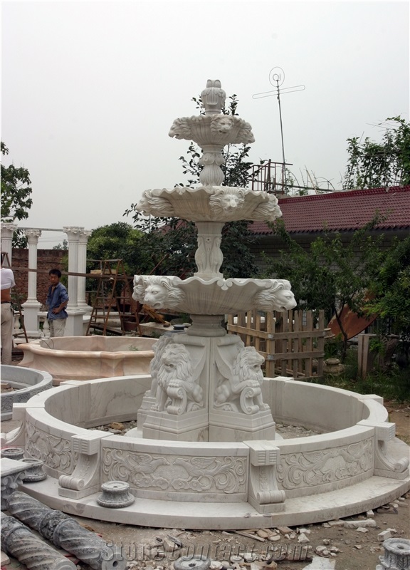 White Marble Water Fountain Customized Design Outdoor
