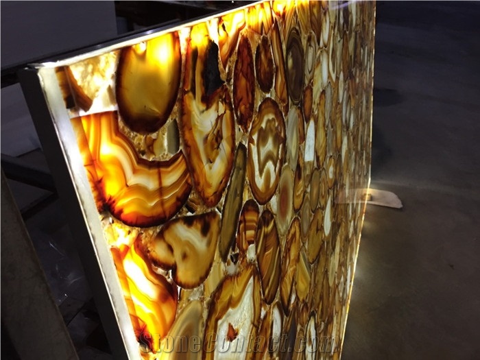 Backlit Yellow Color Agate Stone For Bartop,Coffee Top