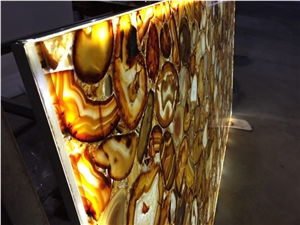 Backlit Yellow Color Agate Stone For Bartop,Coffee Top