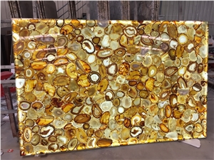 Backlit Yellow Color Agate Stone For Bartop,Coffee Top