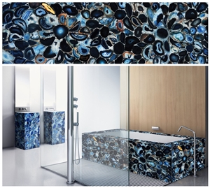 Dark Blue Semiprecious Stone Bathroom Vanities,Bathroom Wall