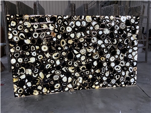 LED Panel Black Stone Plates Semiprecious Agate Stone Slabs