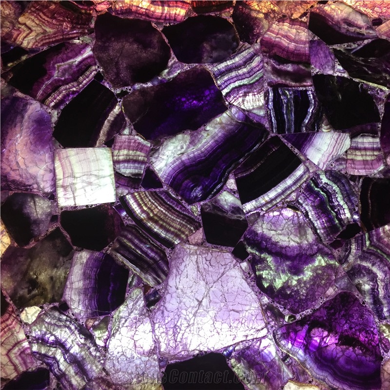 Lilac Purple Stone Gemstone,Backlit Semiprecious Purple Slab