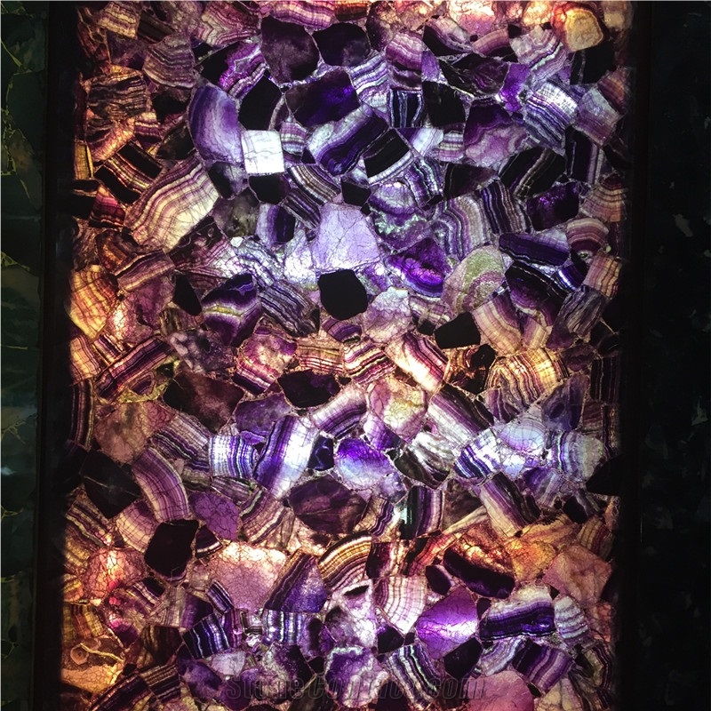 Lilac Purple Stone Gemstone,Backlit Semiprecious Purple Slab