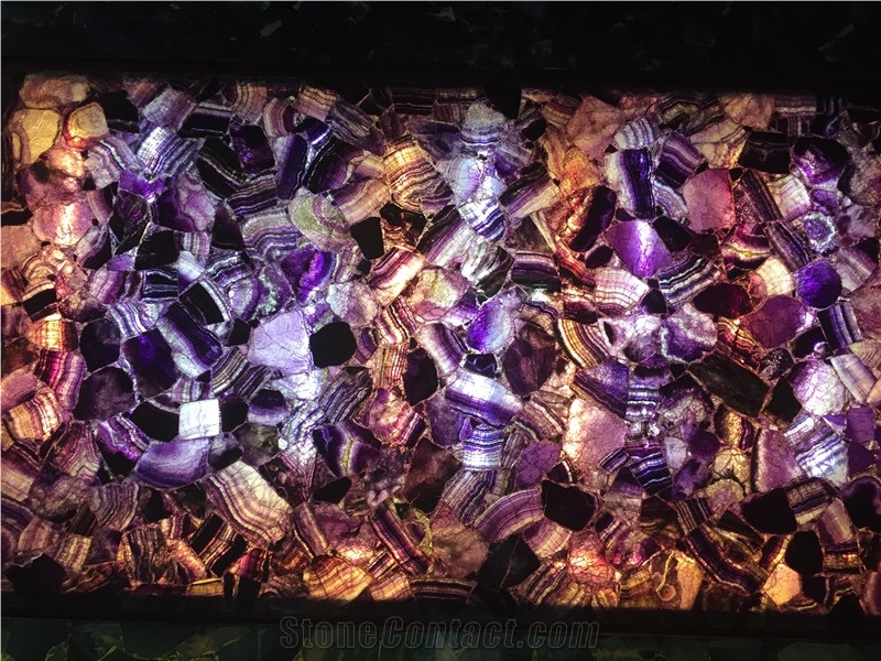 Lilac Purple Stone Gemstone,Backlit Semiprecious Purple Slab