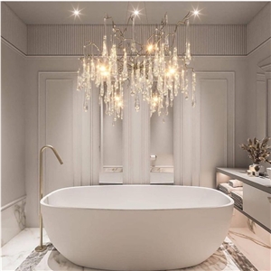 Free-Standing Artificial Stone Terrazzo Bathtub