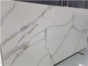 Calacatta Gold Look Artificial Quartz Stone Slab Panel
