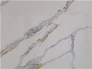 Calacatta Gold Look Artificial Quartz Stone Slab Panel