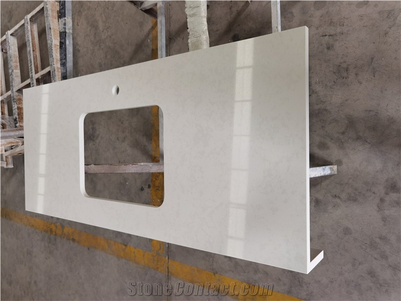 Elegant White Artificial Quartz Vanity Tops, Bathroom Tops