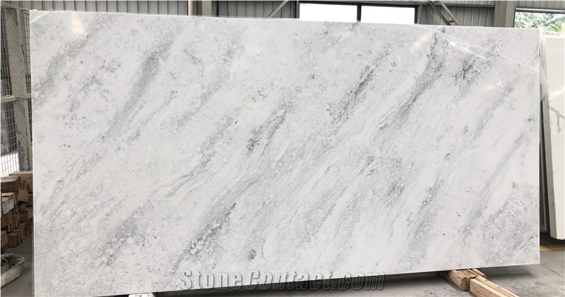 Vein Cut Statuario Artificial Quartz Stone Slab Panel
