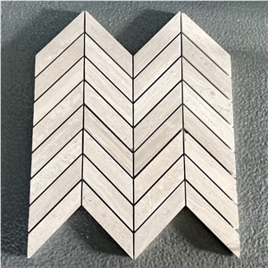 White Wood Marble Polished Mosaic Floor Wall Chevron Tiles
