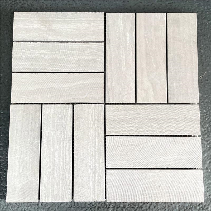 White Wood Marble Polished Mosaic Floor Wall Chevron Tiles