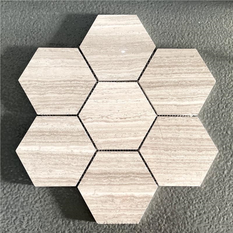 White Wood Marble Polished Mosaic Floor Wall Chevron Tiles