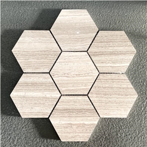 White Wood Marble Polished Mosaic Floor Wall Chevron Tiles