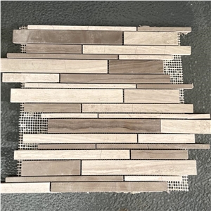White Wood Marble Polished Mosaic Floor Wall Chevron Tiles