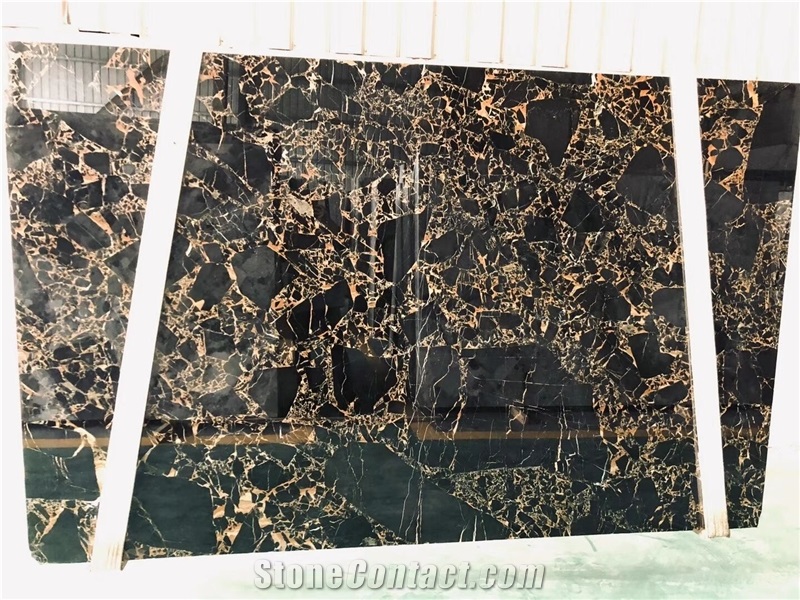 Chinese Nero Portoro Emperador Dark Gold Marble Slabs