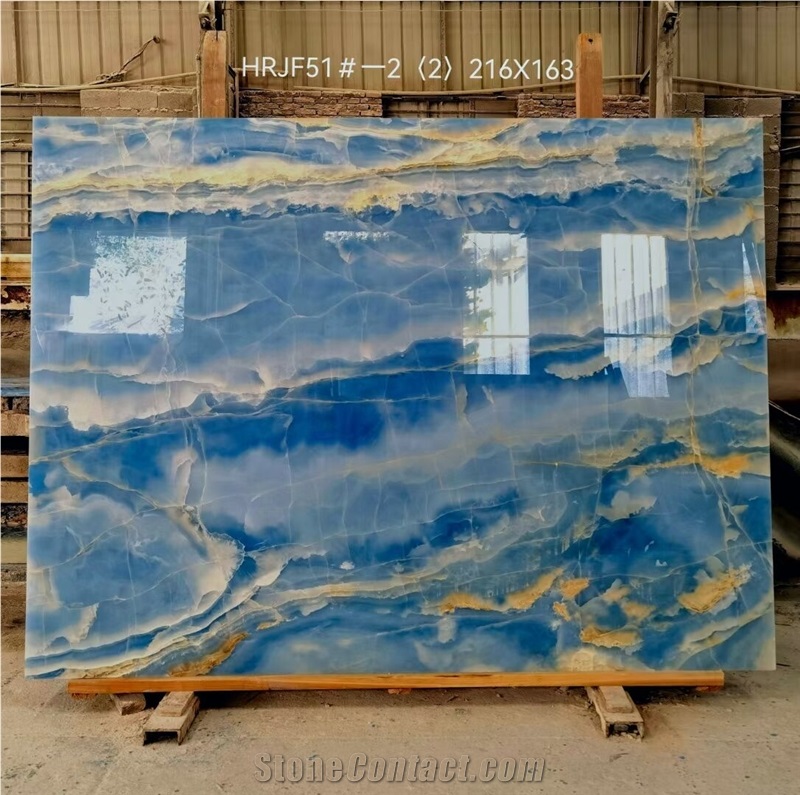 Natural Luxury Blue Onyx Slabs Ocean Blue Onyx Tile