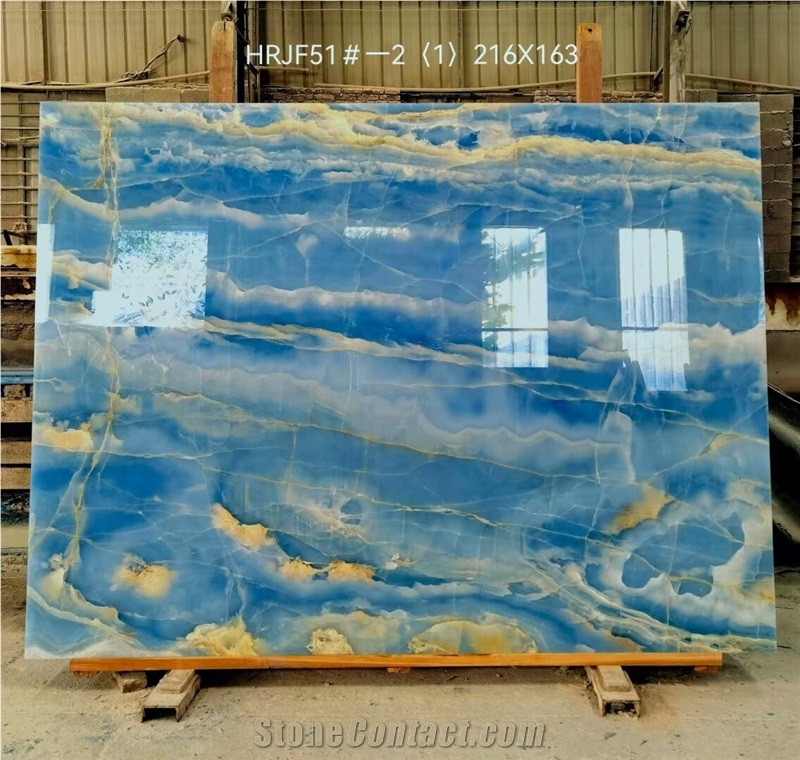 Natural Luxury Blue Onyx Slabs Ocean Blue Onyx Tile