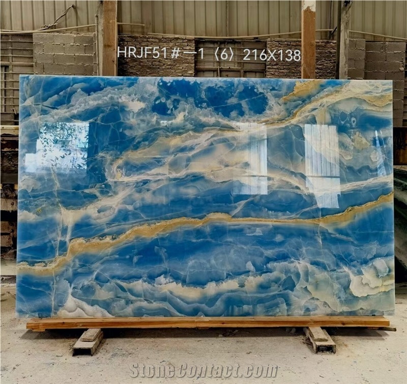 Natural Luxury Blue Onyx Slabs Ocean Blue Onyx Tile