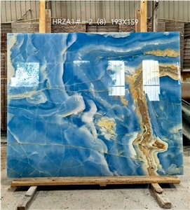 Natural Luxury Blue Onyx Slabs Ocean Blue Onyx Tile