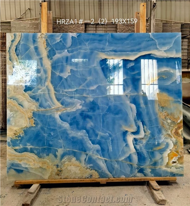 Natural Luxury Blue Onyx Slabs Ocean Blue Onyx Tile
