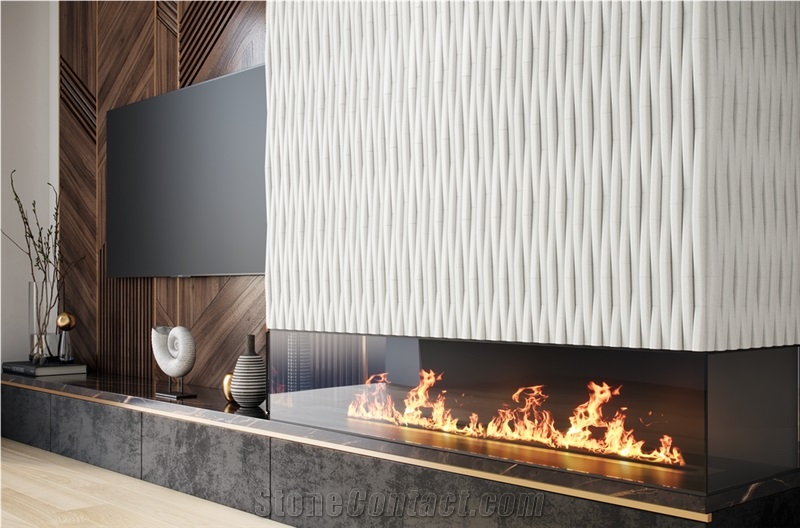 CRYSTAL WHITE Marble, CRESCENT INTERLOCK (Dimensional Tile)