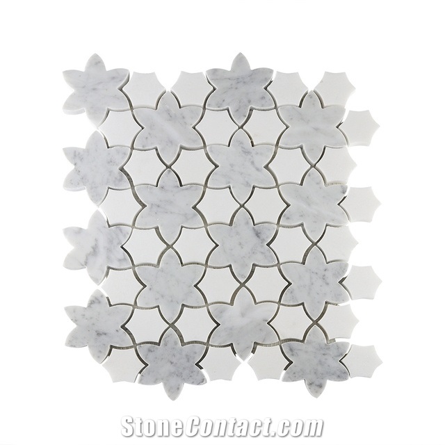 Calacatta White Polished Marble  Mosaic Long Hexagon Tiles