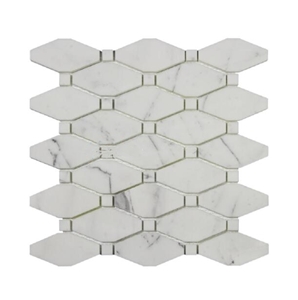 Calacatta White Polished Marble  Mosaic Long Hexagon Tiles