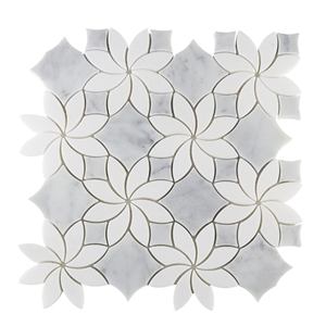 Calacatta White Polished Marble  Mosaic Long Hexagon Tiles