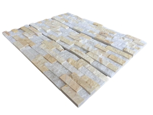 Mix Yellow And White Stone Wall Panel Cladding