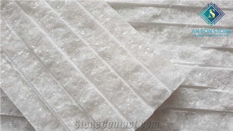 Wall Panel Line Chiseled White Marble