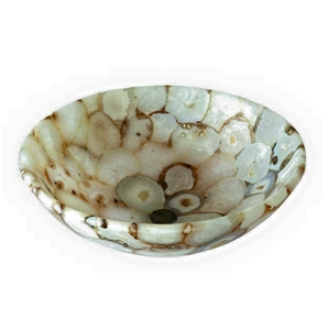 Natural Grey Onyx Gemstone Marble Stone Round Wash Sink