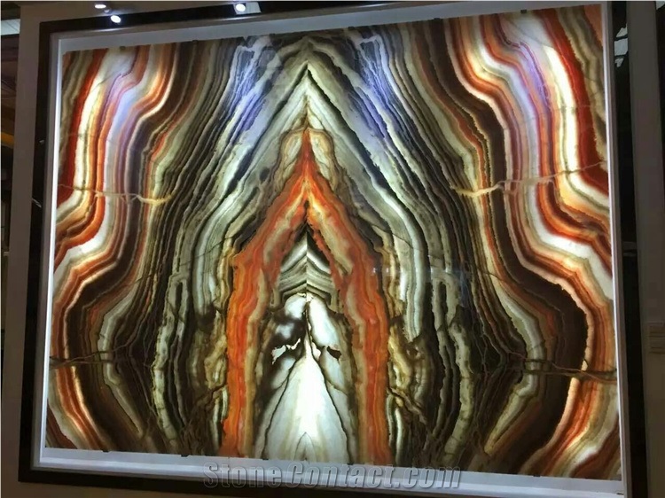 Translucent Bookmatch Marble Stone Slab