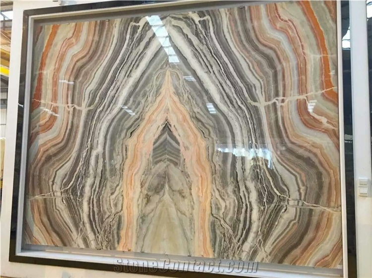 Translucent Bookmatch Marble Stone Slab