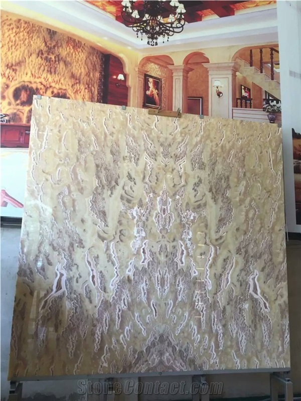 Translucent Bookmatch Marble Stone Slab