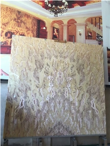 Translucent Bookmatch Marble Stone Slab