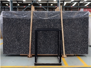 Black With White Marble Chippings Black Terrazzo Slabs