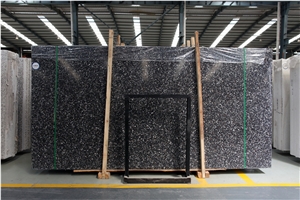 Black With White Marble Chippings Black Terrazzo Slabs
