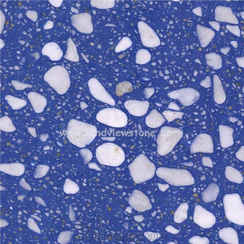 Blue Terrazzo Slab Cement Slab For Benchtop Island Top