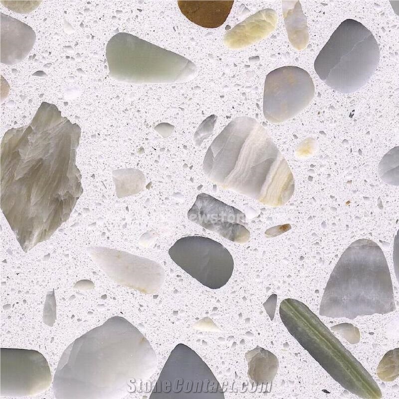 Blue Terrazzo Slab Cement Slab For Benchtop Island Top