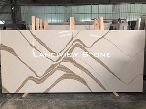 Brittinica Golden Quartz Slabs, Calacatta Gold Vein Quartz