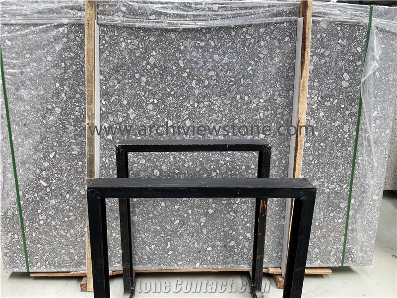 Dark Grey Cement Terrazzo Slab Terrazzo Tiles