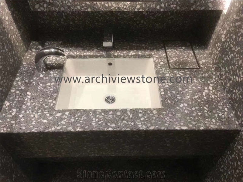 Dark Grey Cement Terrazzo Slab Terrazzo Tiles