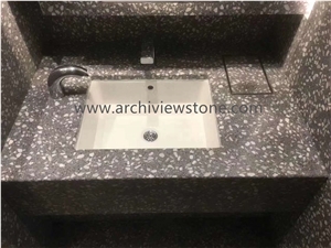Dark Grey Cement Terrazzo Slab Terrazzo Tiles