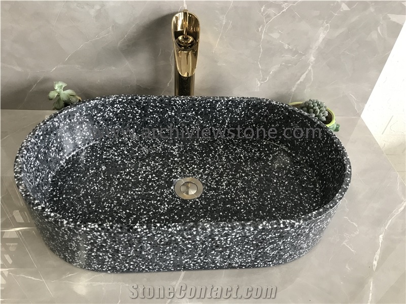 Dark Grey Cement Terrazzo Slab Terrazzo Tiles