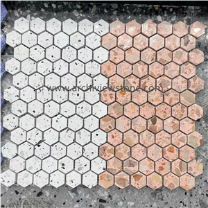 Hexagon Mosaic Cheap Cement White Terrazzo Mosaic Tiles