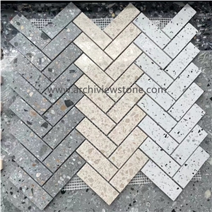 Hexagon Mosaic Cheap Cement White Terrazzo Mosaic Tiles