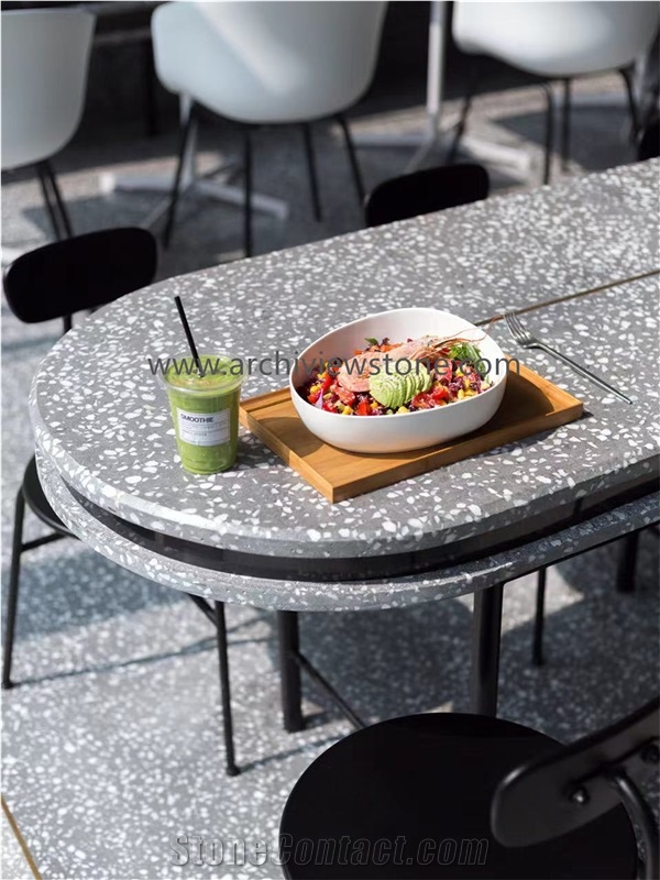 Italy Grey Dark Grey Terrazzo Slab Cement Tiles