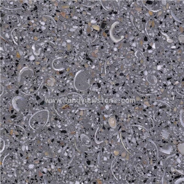 Terrazzo Tile Dark Grey Color Artificial Stone Flooring 