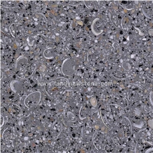 Terrazzo Tile Dark Grey Color Artificial Stone Flooring 